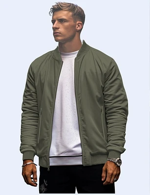 Vegan lightweight Bomber Jacket with a Ribbed Knit Trim by Point Zero