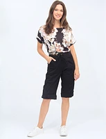 Suzanne Cargo Capris With Button for Adjustable Length by Dash Clothing