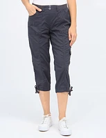 Charlene Cargo Capri with Adjustable Pulls at the Hem by Dash Clothing