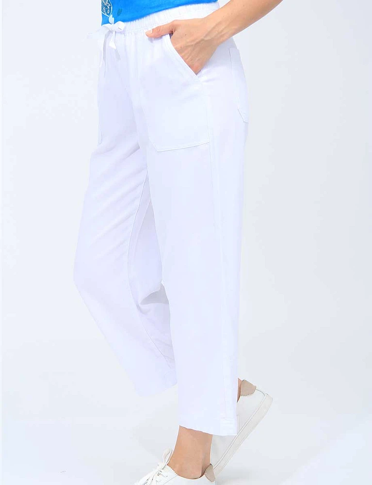 Drawstring Denim Wide Leg Pants With Pockets By Dash