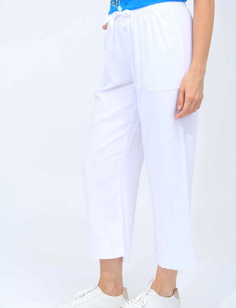 Drawstring Denim Wide Leg Pants With Pockets By Dash
