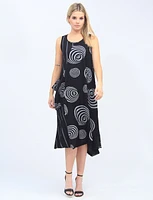 Sleeveless Patchwork Printed A-Line Dress with Pocket by Radzoli