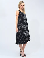 Sleeveless Patchwork Printed A-Line Dress with Pocket by Radzoli