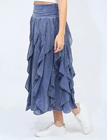 Cotton Frill Lace Stitch Skirt With Stretchy Waistband By Cute Options