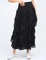 Cotton Frill Lace Stitch Skirt With Stretchy Waistband By Cute Options