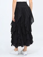 Cotton Frill Lace Stitch Skirt With Stretchy Waistband By Cute Options