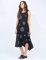 Sleeveless Asymmetrical Dress with Patchwork Design by Fashion Concepts