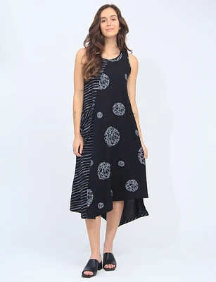 Sleeveless Asymmetrical Dress with Patchwork Design by Fashion Concepts