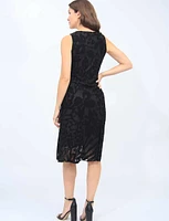 Sleeveless Solid Jacquard A-line Midi Dress by Cativa