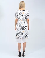 Floral Short Sleeve 2 Tier V-neck Dress by Fun Sport