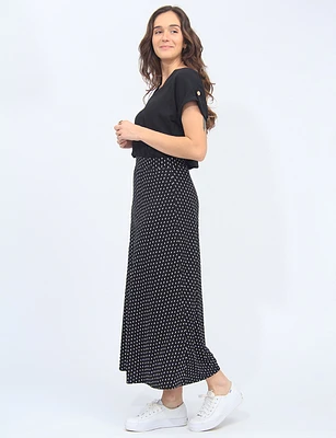 A-line Polka Dot Sretch Maxi Skirt by Vamp