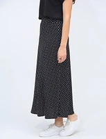 A-line Polka Dot Sretch Maxi Skirt by Vamp