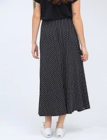 A-line Polka Dot Sretch Maxi Skirt by Vamp