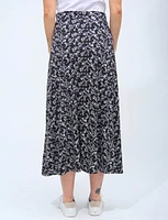 Black And White A-Line Maxi Skirt With Floral Prints by Vamp