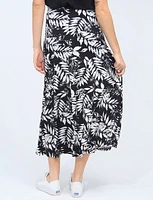 Flowy Black And White Maxi Skirt With Floral Print by Vamp.