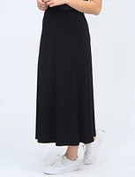 A-line Black Sretch Maxi Skirt by Vamp