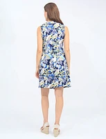 Floral Sleeveless A-Line Front Pleat Dress By Vamp