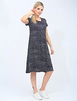 Short Sleeve A-Line Dress With Polka Dot Print By Vamp