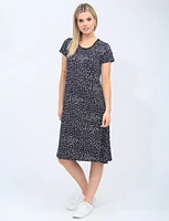 Short Sleeve A-Line Dress With Polka Dot Print By Vamp