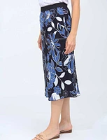 Floral A-line Elastic Waistband Lined Skirt By Vamp