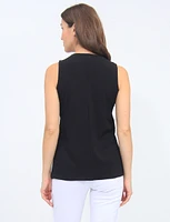 Sleek Sleeveless V-Neck Front Seam Tank Top by Vamp