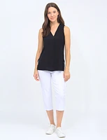 Sleek Sleeveless V-Neck Front Seam Tank Top by Vamp