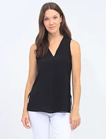 Sleek Sleeveless V-Neck Front Seam Tank Top by Vamp