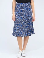 Stretch Mid-length Trapeze Skirt With Embossed Floral Pattern By Vamp 