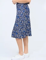 Stretch Mid-length Trapeze Skirt With Embossed Floral Pattern By Vamp 