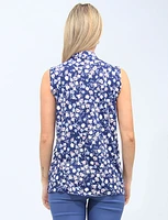 Chic Floral Sleeveless Top With Pleat On The Front By Vamp