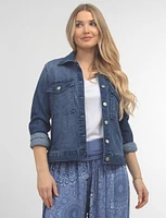 Stretch Mid Wash Denim Jacket with Patch Pockets by Baccini