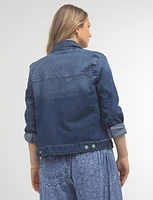 Stretch Mid Wash Denim Jacket with Patch Pockets by Baccini