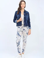 Classic Cropped Dark Wash Stretch Denim Jacket by Baccini