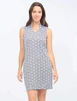 Black and White Print Sleeveless V-neck Standing Collar Dress By Tango Mango