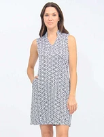 Black and White Print Sleeveless V-neck Standing Collar Dress By Tango Mango