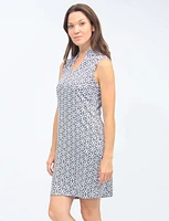 Black and White Print Sleeveless V-neck Standing Collar Dress By Tango Mango