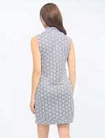 Black and White Print Sleeveless V-neck Standing Collar Dress By Tango Mango