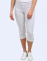 Pull-On Capri Leggings with Button Side Slits by Amani Couture