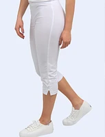 Pull-On Capri Leggings with Button Side Slits by Amani Couture