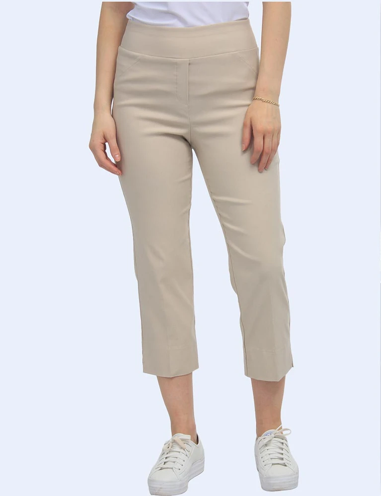 Chic Straight Fit Pull-On Capris with Two-Way Stretch by Amani Couture