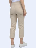 Chic Pull-On Faux Pocket Side Slit Capris By Amani Couture