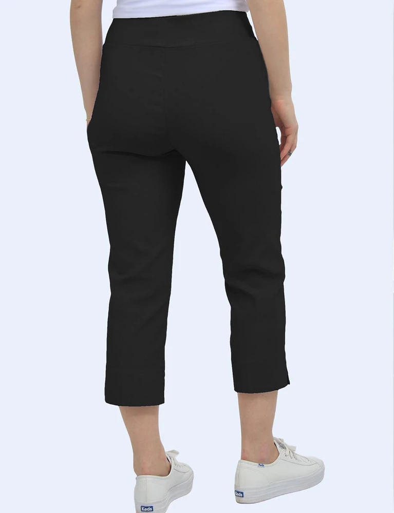 Chic Straight Fit Pull-On Capris with Two-Way Stretch by Amani Couture