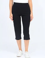 Stretch Capris With Side Slit And Wide Waistband By Amani Couture