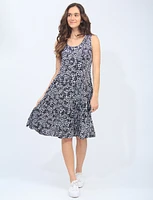 Sleeveless Adjustable Bubble Skirt Black And White Print Dress By Tango Mango