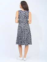 Sleeveless Adjustable Bubble Skirt Black And White Print Dress By Tango Mango