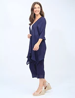 Chic Long Draped Open Front 3/4 Sleeve Flowy Cardigan By Goa