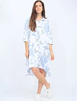 Versatile Floral Print Shirt Dress with High Low Hemline by Global Fashions