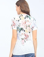 Floral Print Short Sleeve Asymmetrical Button Hem Top By Beta's Choice