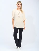 Chic Short Sleeve Blouse with Necklace by Froccella