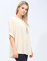 Chic Short Sleeve Blouse with Necklace by Froccella